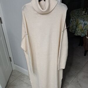 MNG Cream Cowl Neck Sweater Dress